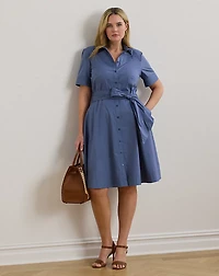Belted Cotton-Blend Shirtdress