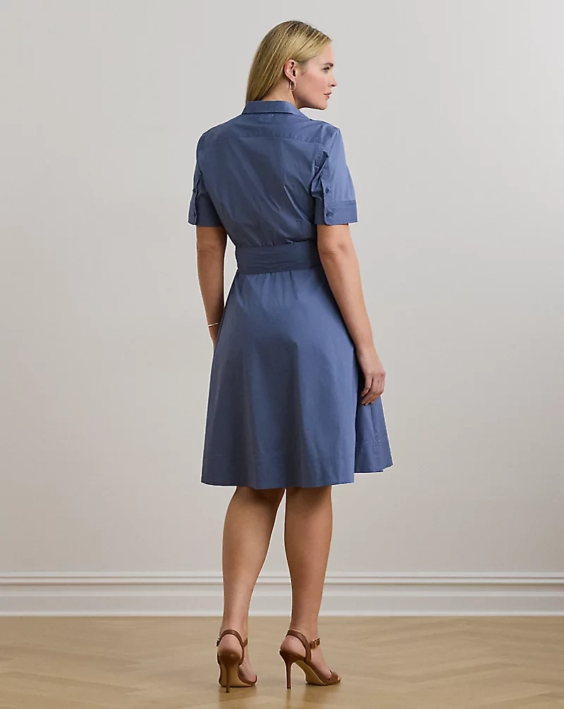 Belted Cotton-Blend Shirtdress