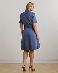 Belted Cotton-Blend Shirtdress