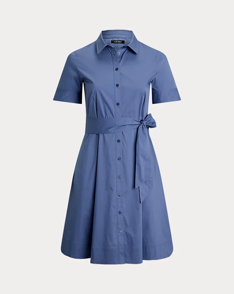 Belted Cotton-Blend Shirtdress