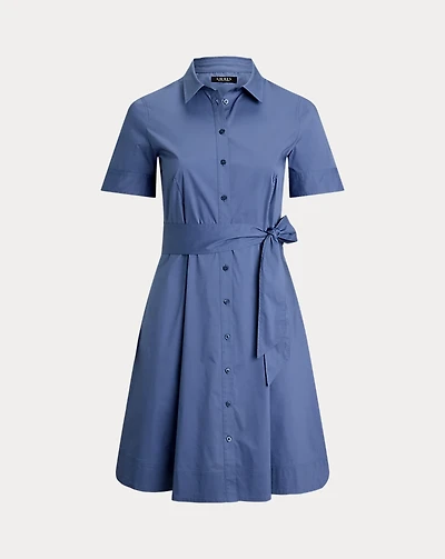 Belted Cotton-Blend Shirtdress