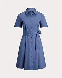 Belted Cotton-Blend Shirtdress