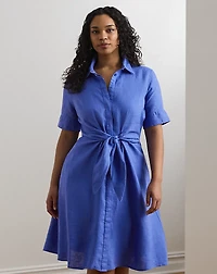Tie-Front Linen Shirtdress