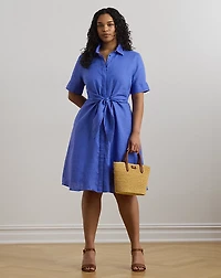 Tie-Front Linen Shirtdress