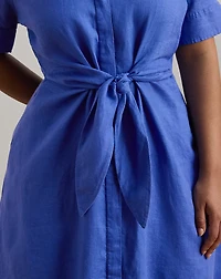 Tie-Front Linen Shirtdress