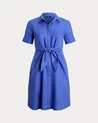 Tie-Front Linen Shirtdress