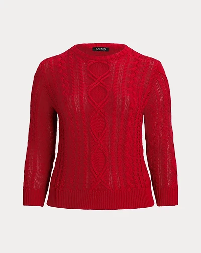 Aran-Knit Cotton-Blend Crewneck Sweater