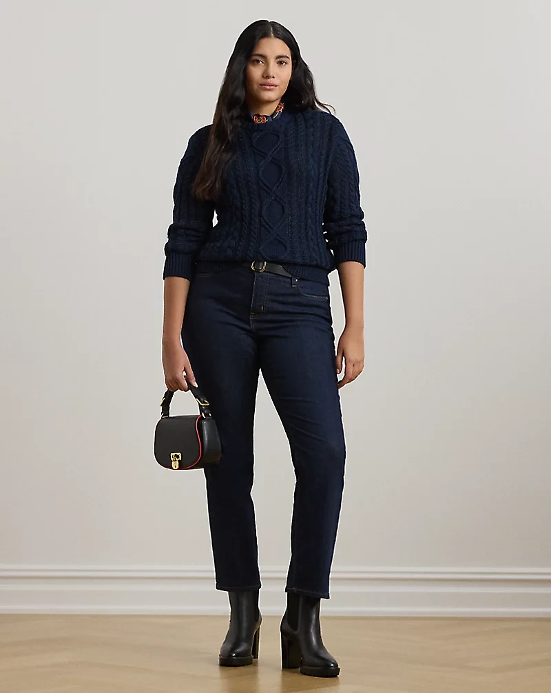 Aran-Knit Cotton-Blend Crewneck Sweater