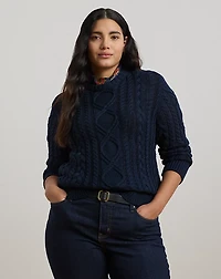 Aran-Knit Cotton-Blend Crewneck Sweater