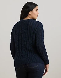 Aran-Knit Cotton-Blend Crewneck Sweater