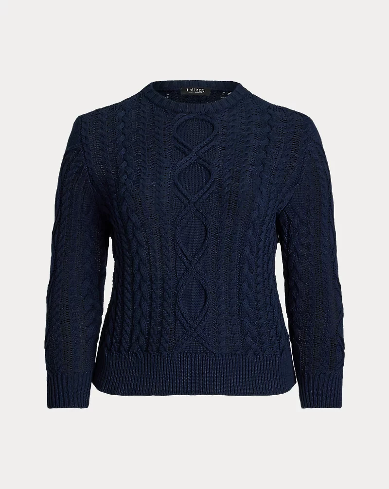 Aran-Knit Cotton-Blend Crewneck Sweater
