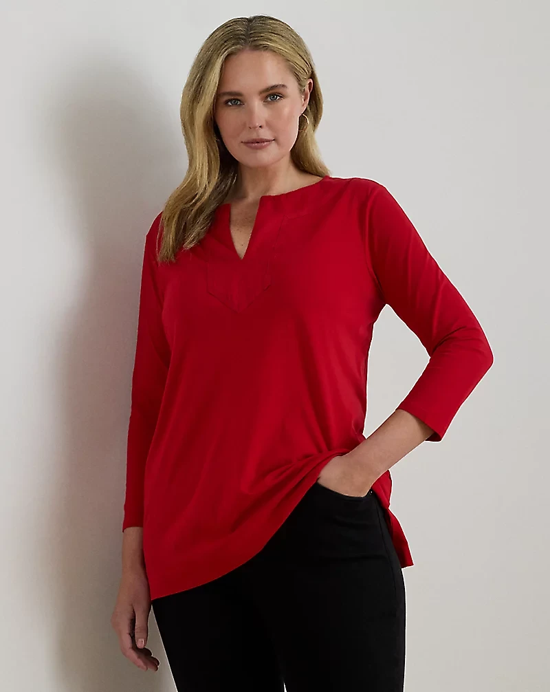 Cotton Jersey Three-Quarter-Sleeve Tunic
