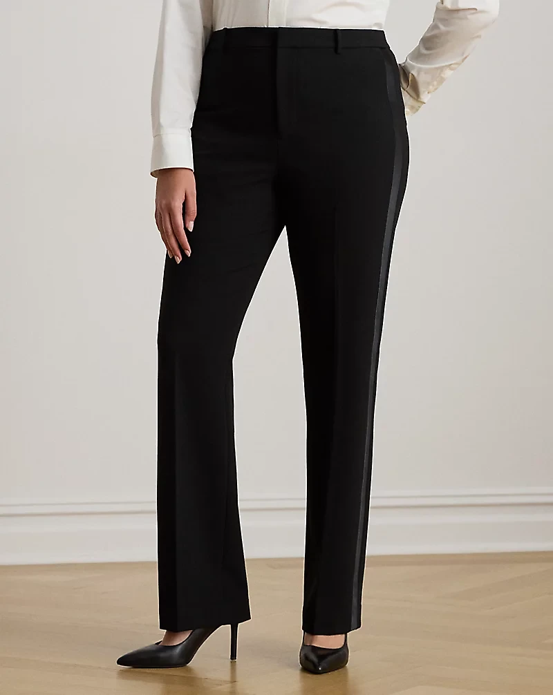 Satin-Trim Double-Faced Crepe Pant