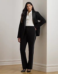 Satin-Trim Double-Faced Crepe Pant