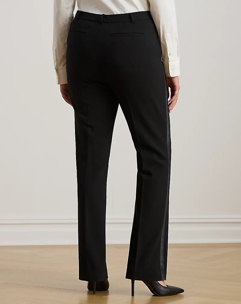 Satin-Trim Double-Faced Crepe Pant