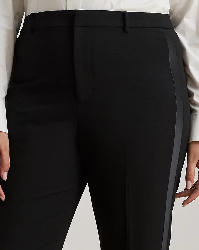 Satin-Trim Double-Faced Crepe Pant
