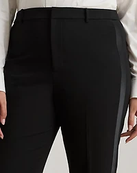 Satin-Trim Double-Faced Crepe Pant