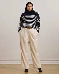 Striped Wool-Blend Turtleneck Sweater