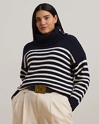 Striped Wool-Blend Turtleneck Sweater