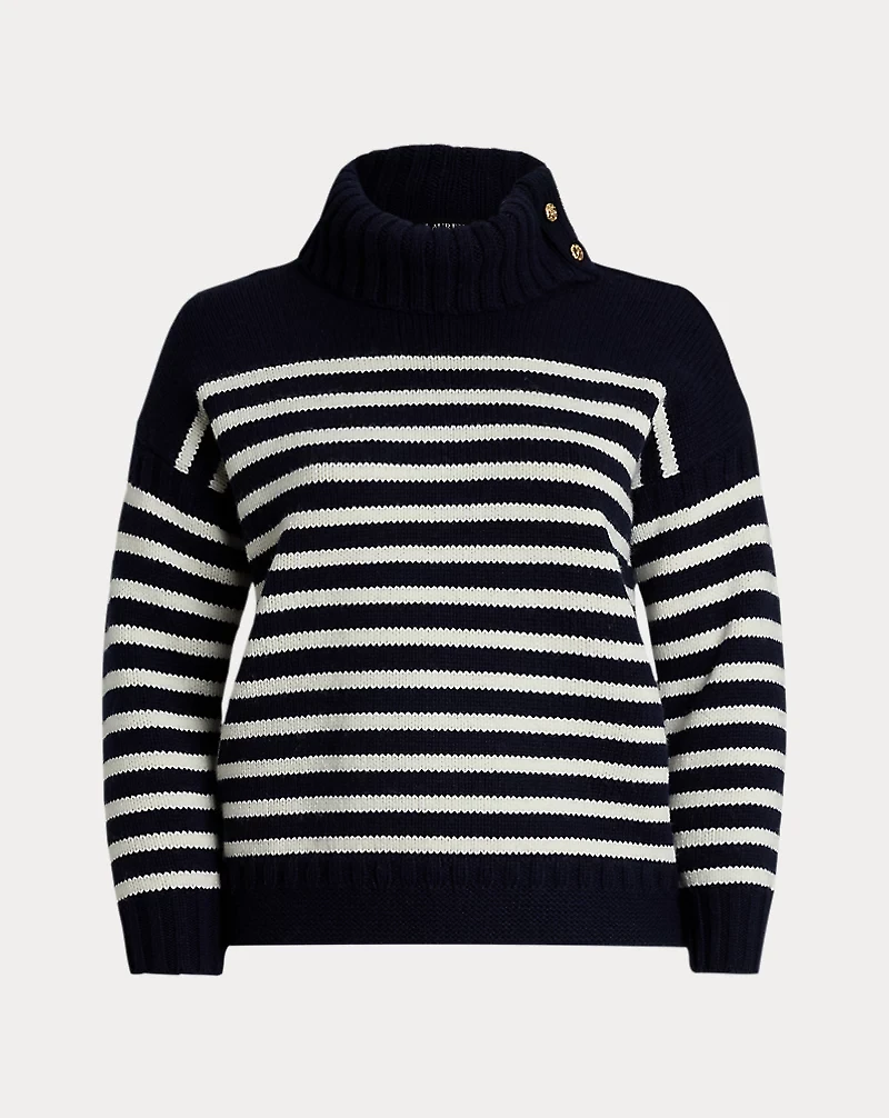 Striped Wool-Blend Turtleneck Sweater