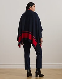 Intarsia-Knit Two-Tone Poncho