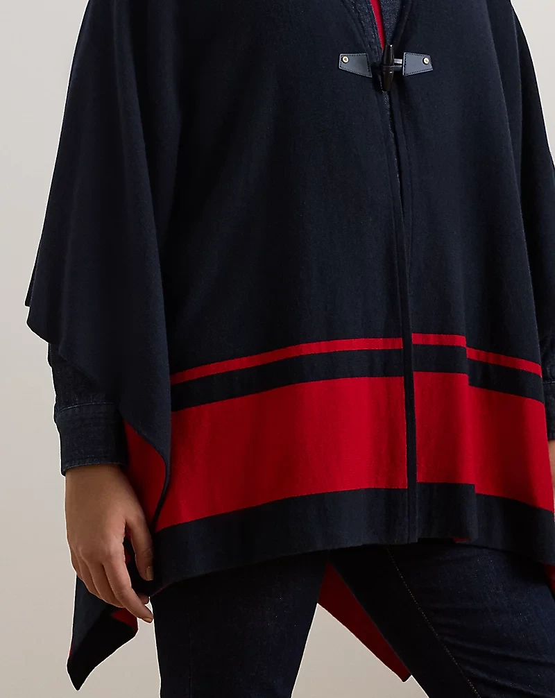 Intarsia-Knit Two-Tone Poncho