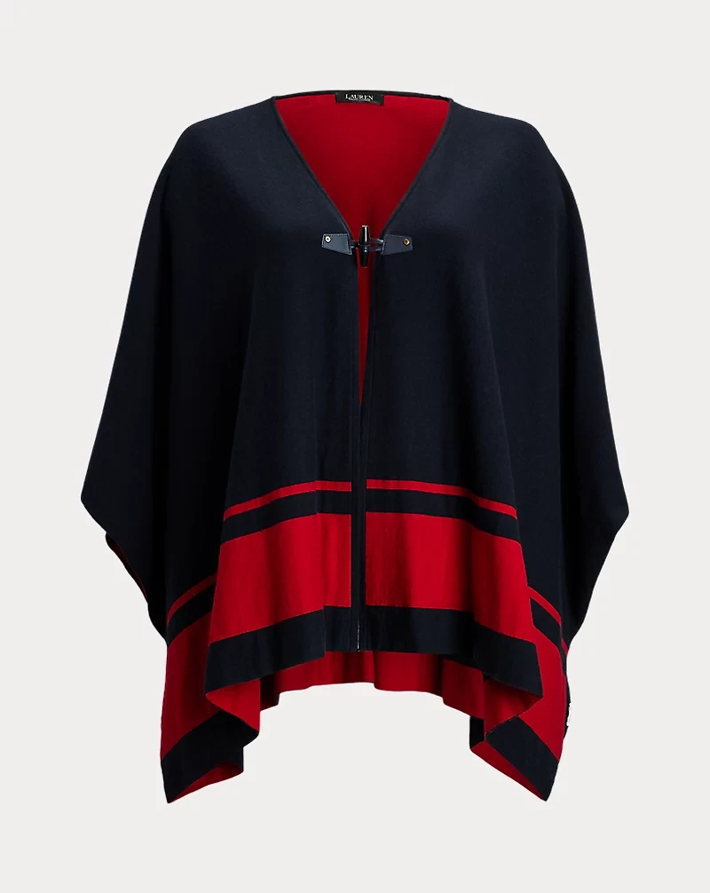 Intarsia-Knit Two-Tone Poncho