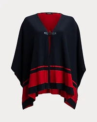 Intarsia-Knit Two-Tone Poncho