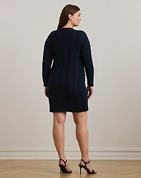 Button-Trim Aran-Knit Sweater Dress
