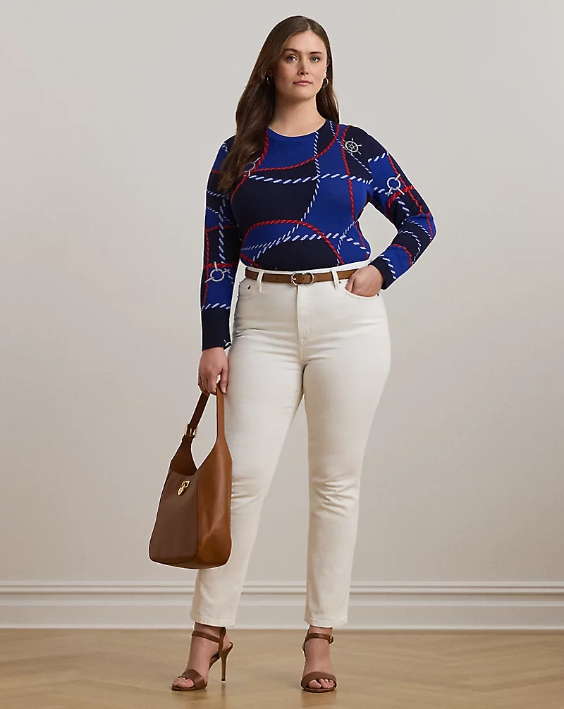 Rope-Print Cotton-Blend Sweater