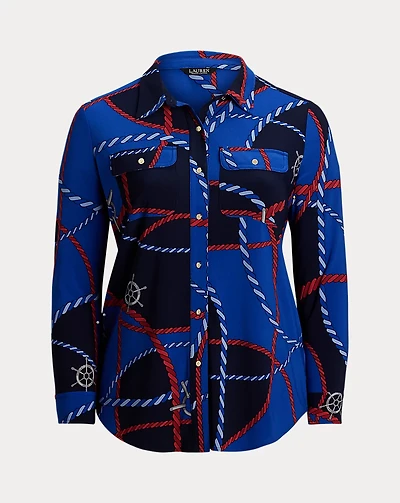 Slim Fit Rope-Print Jersey Shirt