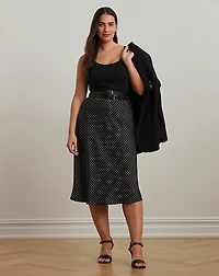 Polka-Dot Satin Charmeuse Midi Skirt