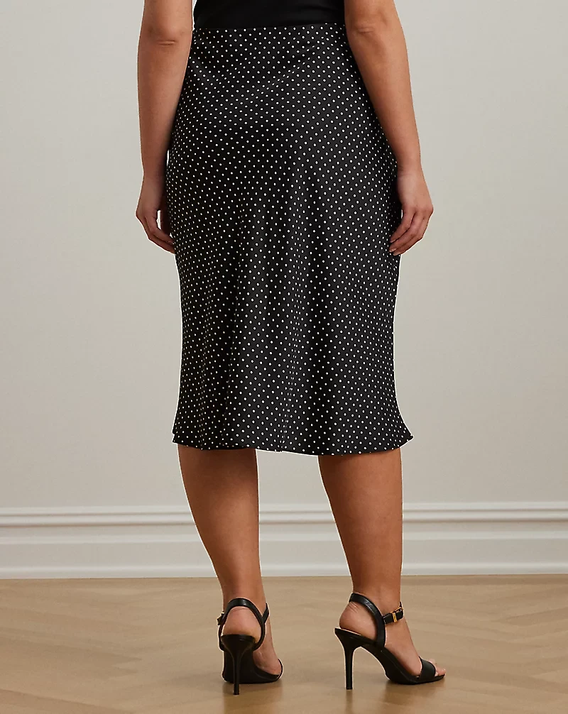 Polka-Dot Satin Charmeuse Midi Skirt