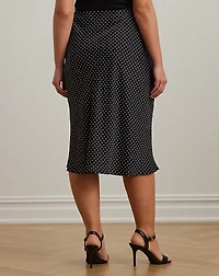 Polka-Dot Satin Charmeuse Midi Skirt