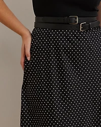 Polka-Dot Satin Charmeuse Midi Skirt