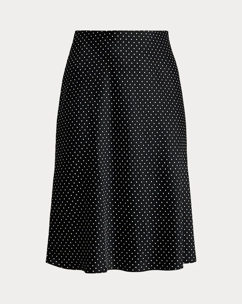 Polka-Dot Satin Charmeuse Midi Skirt