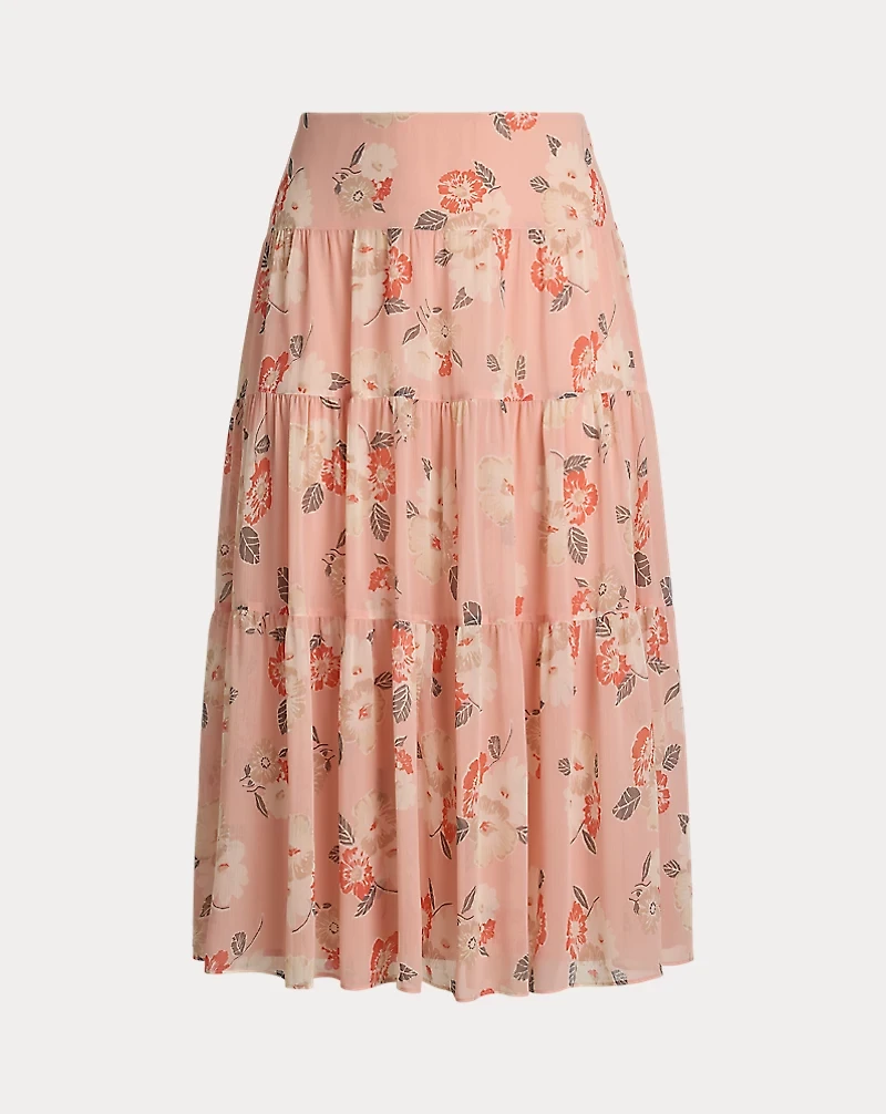 Floral Crinkle Georgette Tiered Skirt