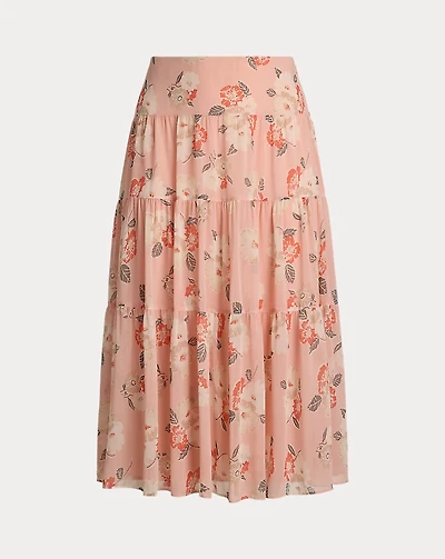 Floral Crinkle Georgette Tiered Skirt