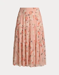 Floral Crinkle Georgette Tiered Skirt