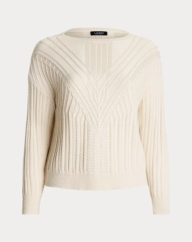 Cable-Knit Cotton-Blend Boatneck Sweater