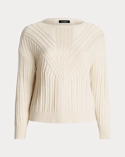 Cable-Knit Cotton-Blend Boatneck Sweater