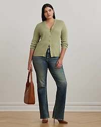 Metallic Linen-Blend Rib-Knit Cardigan