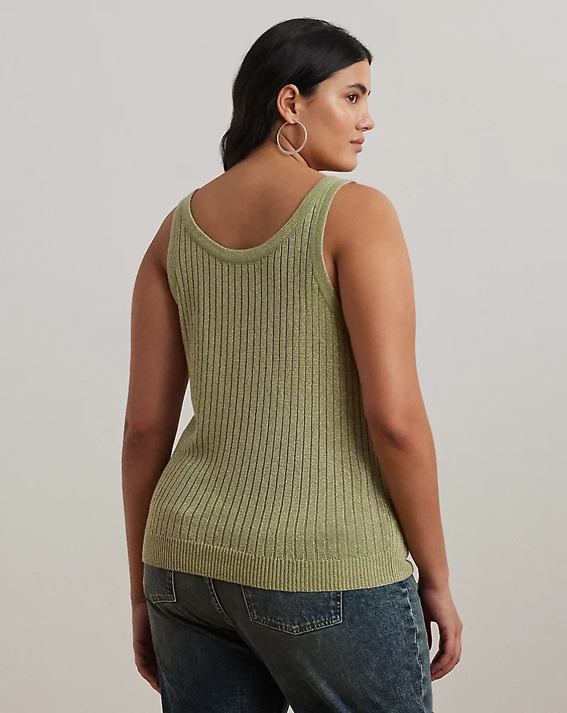 Metallic Rib-Knit Sweater Tank Top