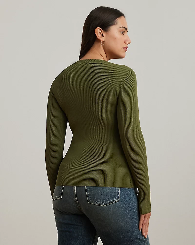 Rib-Knit Henley Sweater
