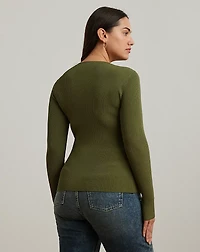 Rib-Knit Henley Sweater
