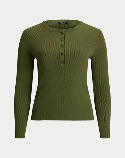 Rib-Knit Henley Sweater
