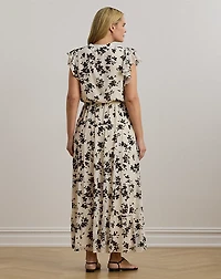 Floral Georgette Tie-Neck Maxidress