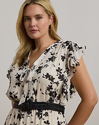 Floral Georgette Tie-Neck Maxidress
