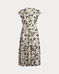 Floral Georgette Tie-Neck Maxidress