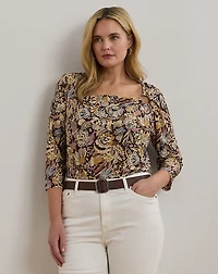 Floral Stretch Jersey Asymmetrical Top